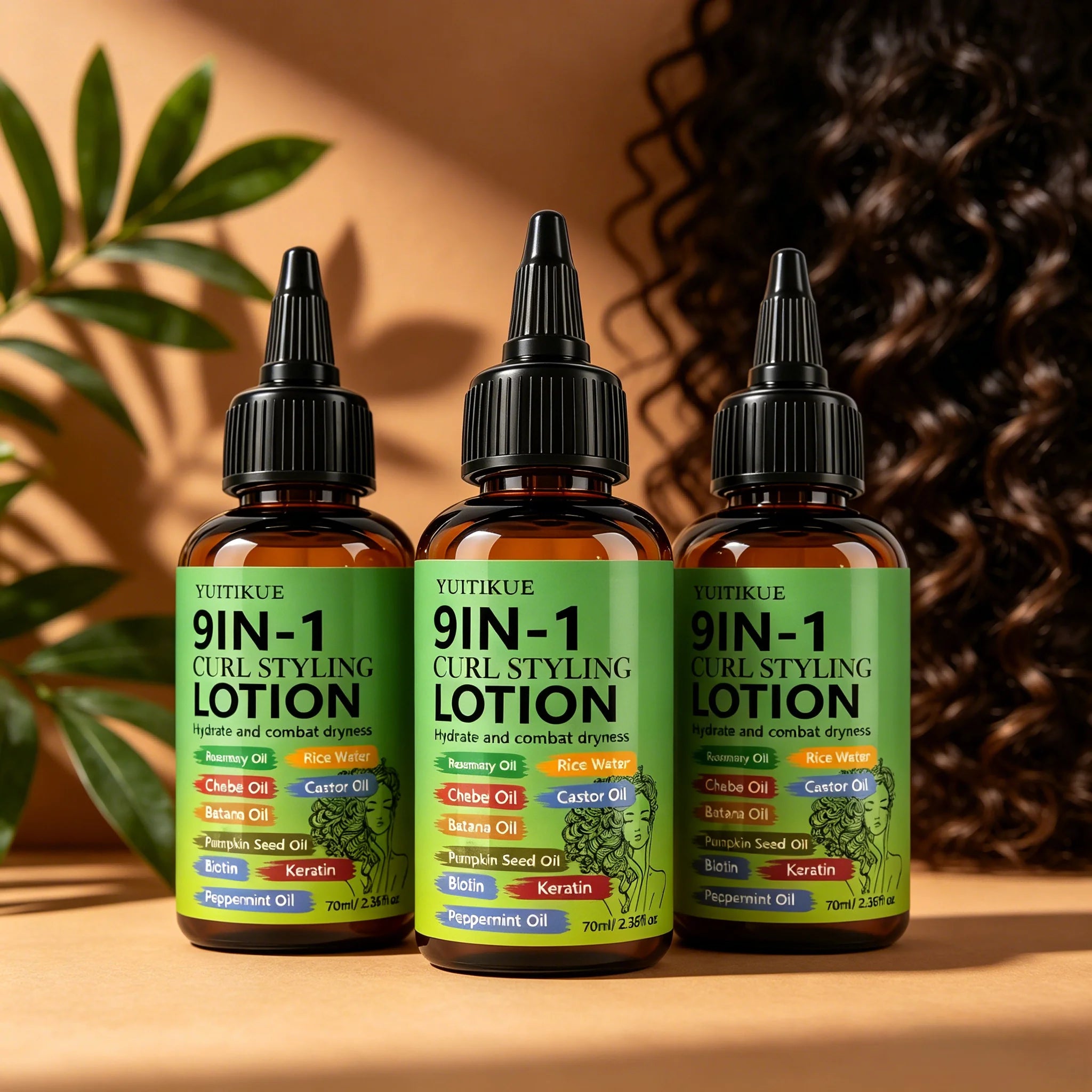 9-in-1 Curl Styling Lotion 70ml Anti-Frizz Hydrating Hair Conditioner - 16