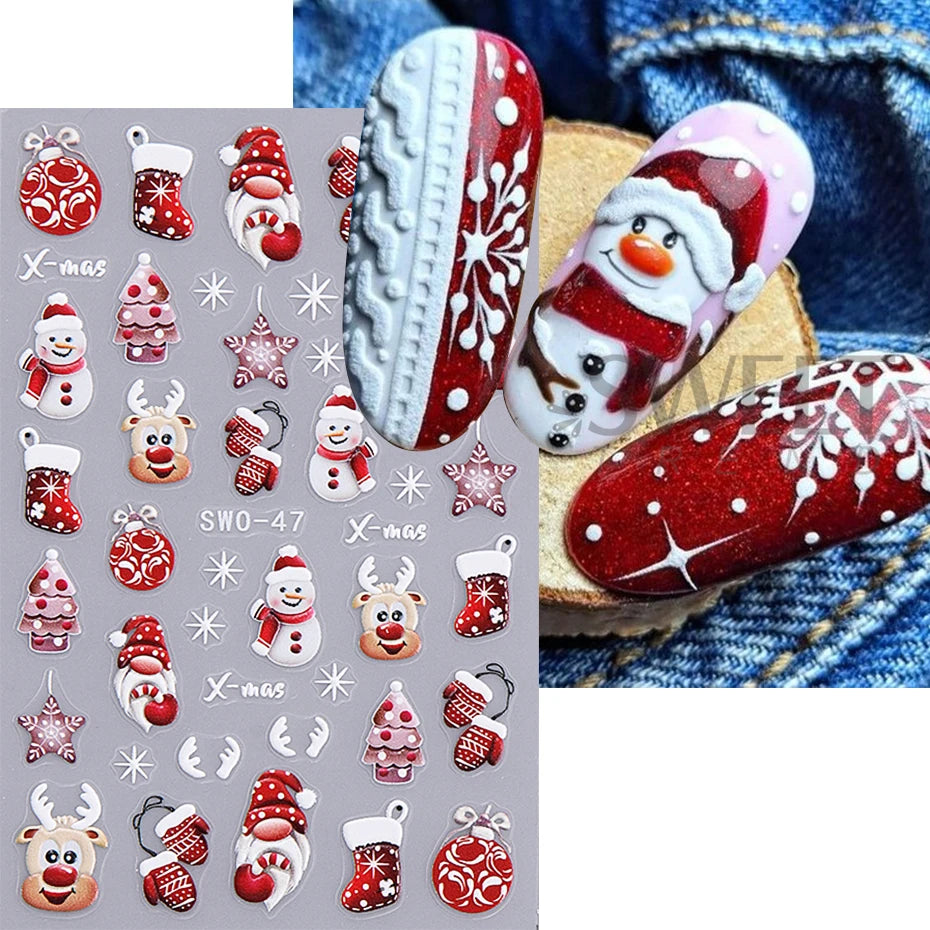 3D Christmas Cartoon Nail Art Stickers