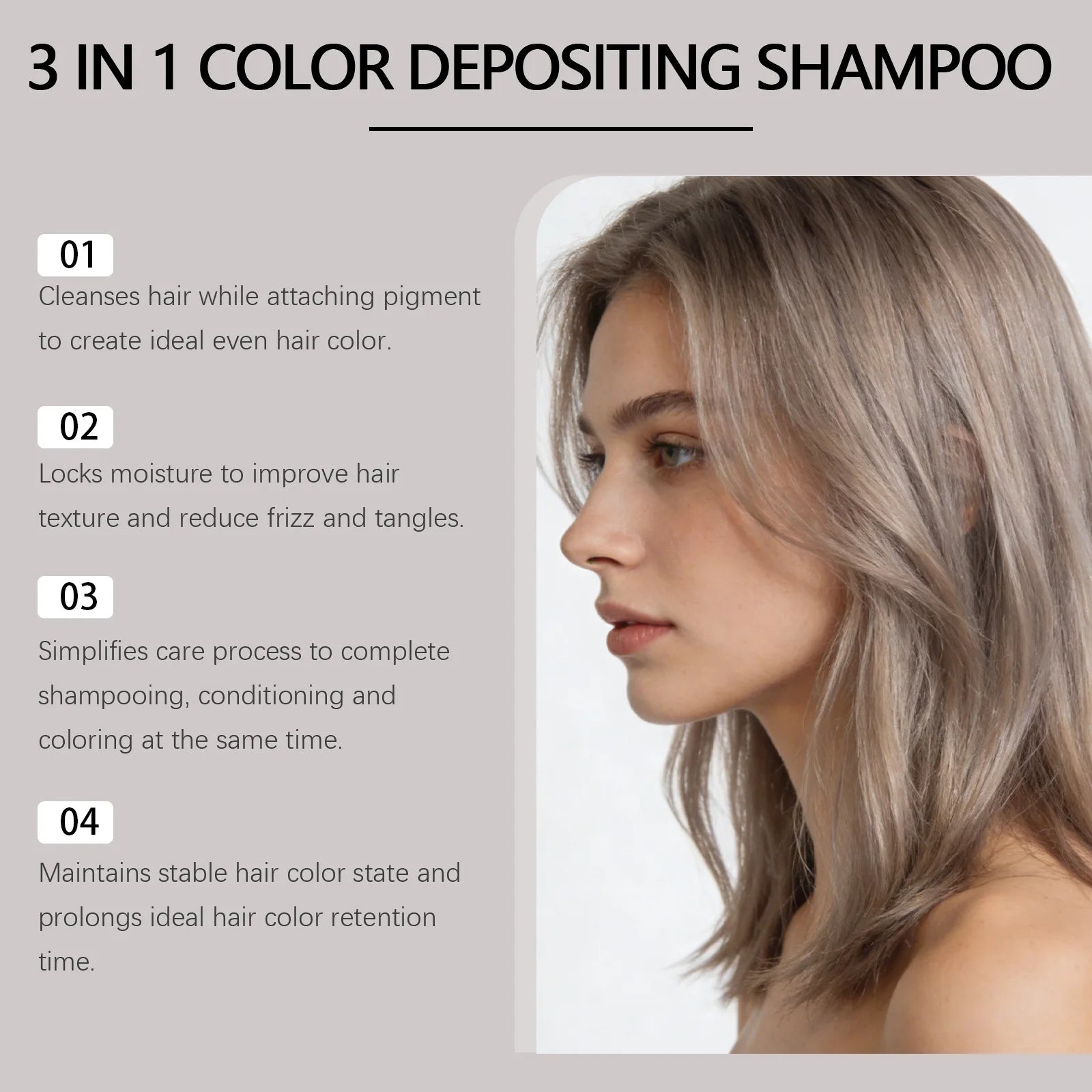 3 in 1 Milk Tea Ash Color Depositing Shampoo and Conditioner