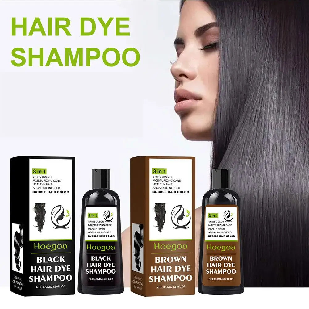3 in 1 Herbal Hair Color Shampoo 100ml Black or Brown Dye
