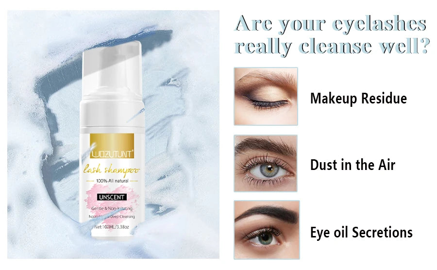 100ml Eyelash Extension Shampoo Foam Cleanser with Cleaning Tool Kit