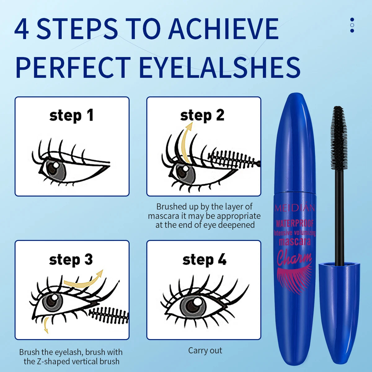 Meidian Waterproof Mascara Long Lasting Volumizing Eye Makeup - 6