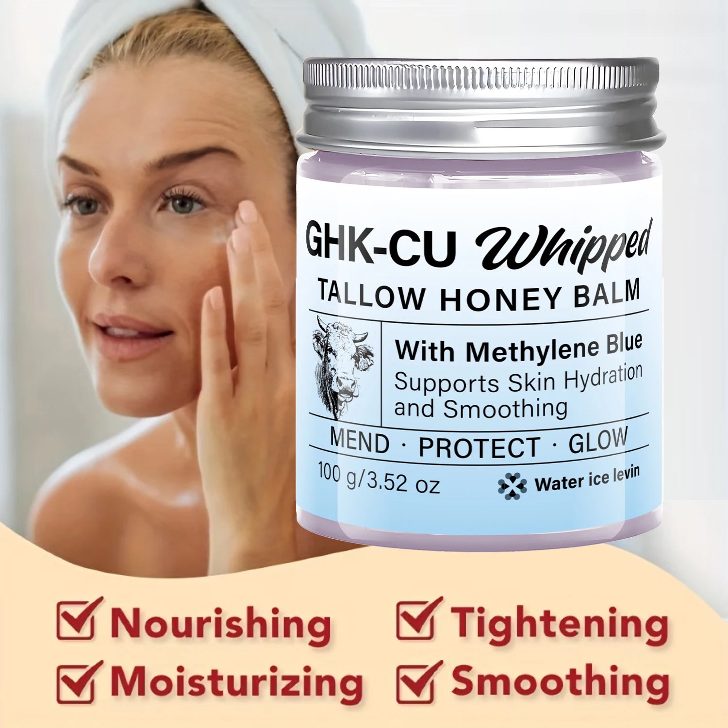GHK-CU Whipped Tallow Honey Balm Methylene Blue Moisturizing Cream - 4