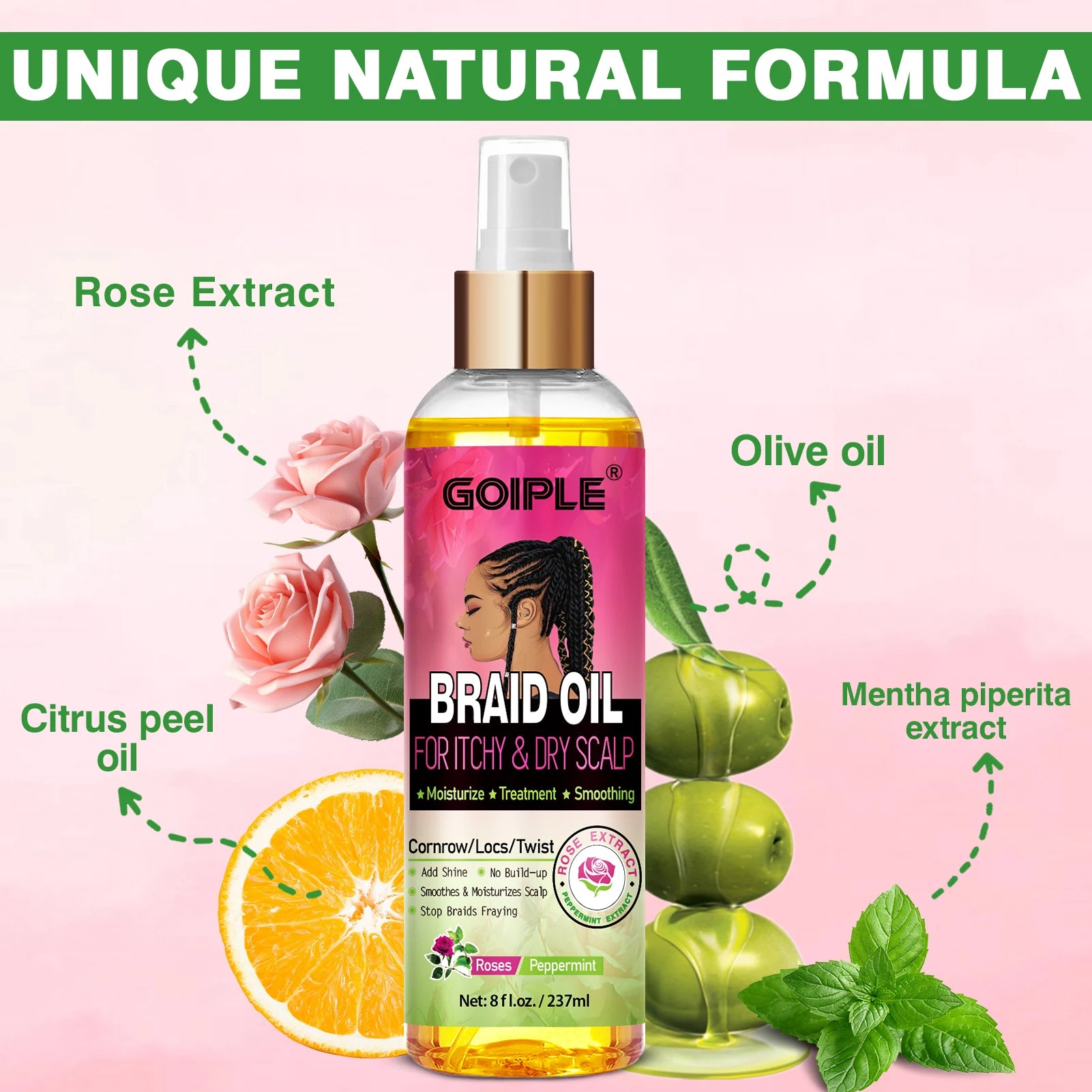 Rose Extract Braid Oil for Itchy Dry Scalp Cornrows Locs and Twists - 4