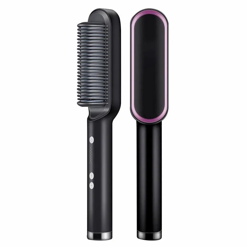 Professional Hair Straightener Brush Ceramic Fast Heating Styling Comb