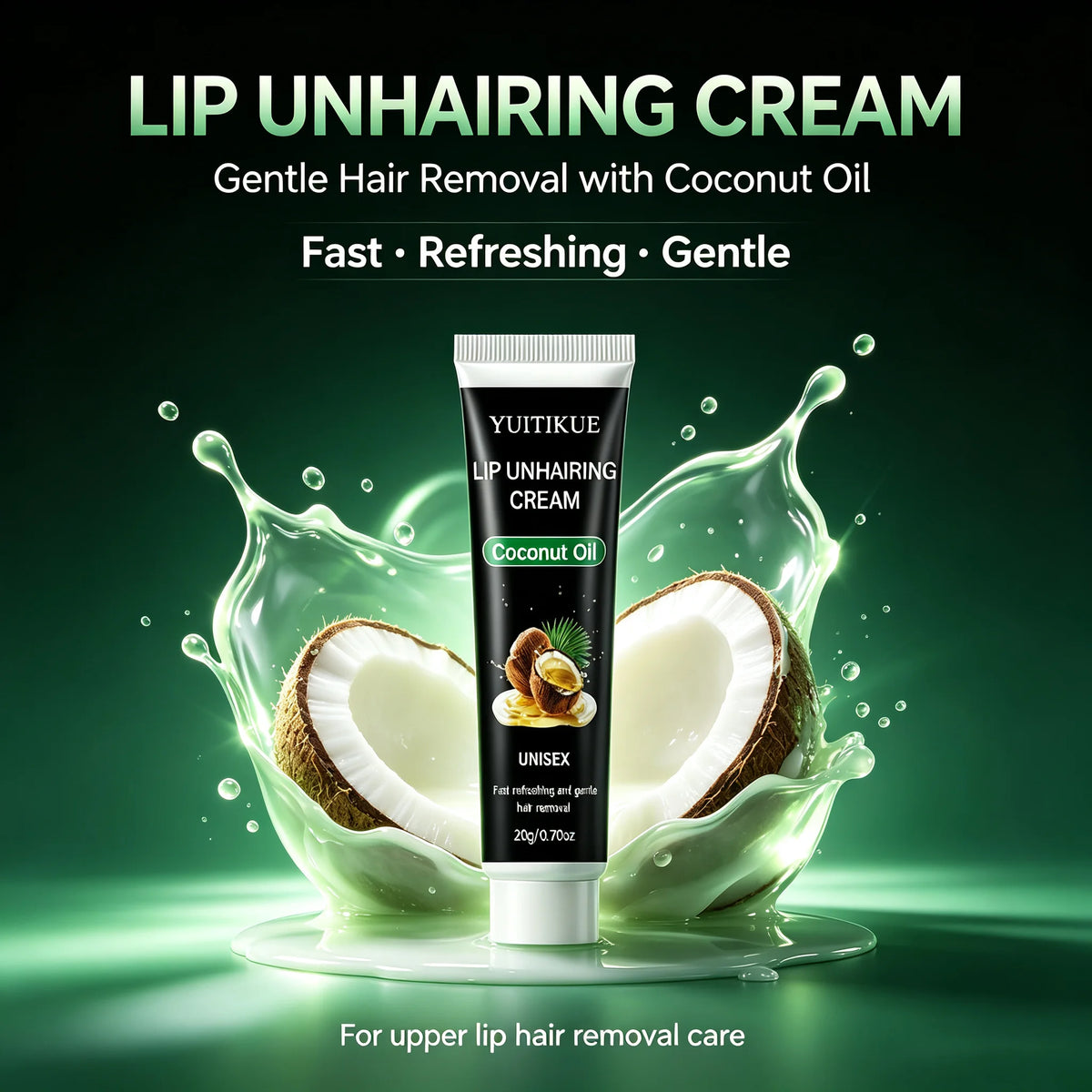 YUITIKUE Coconut Oil Lip Hair Removal Cream Gentle Facial Hair Remover