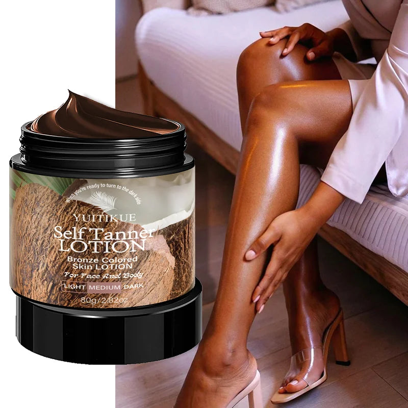 YUITIKUE Coconut Self Tanner Lotion Medium Bronze Sunless Tanning Cream - 8