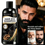 YUITIKUE Men Black Hair Dye Shampoo 15 Minute Beard Color Treatment