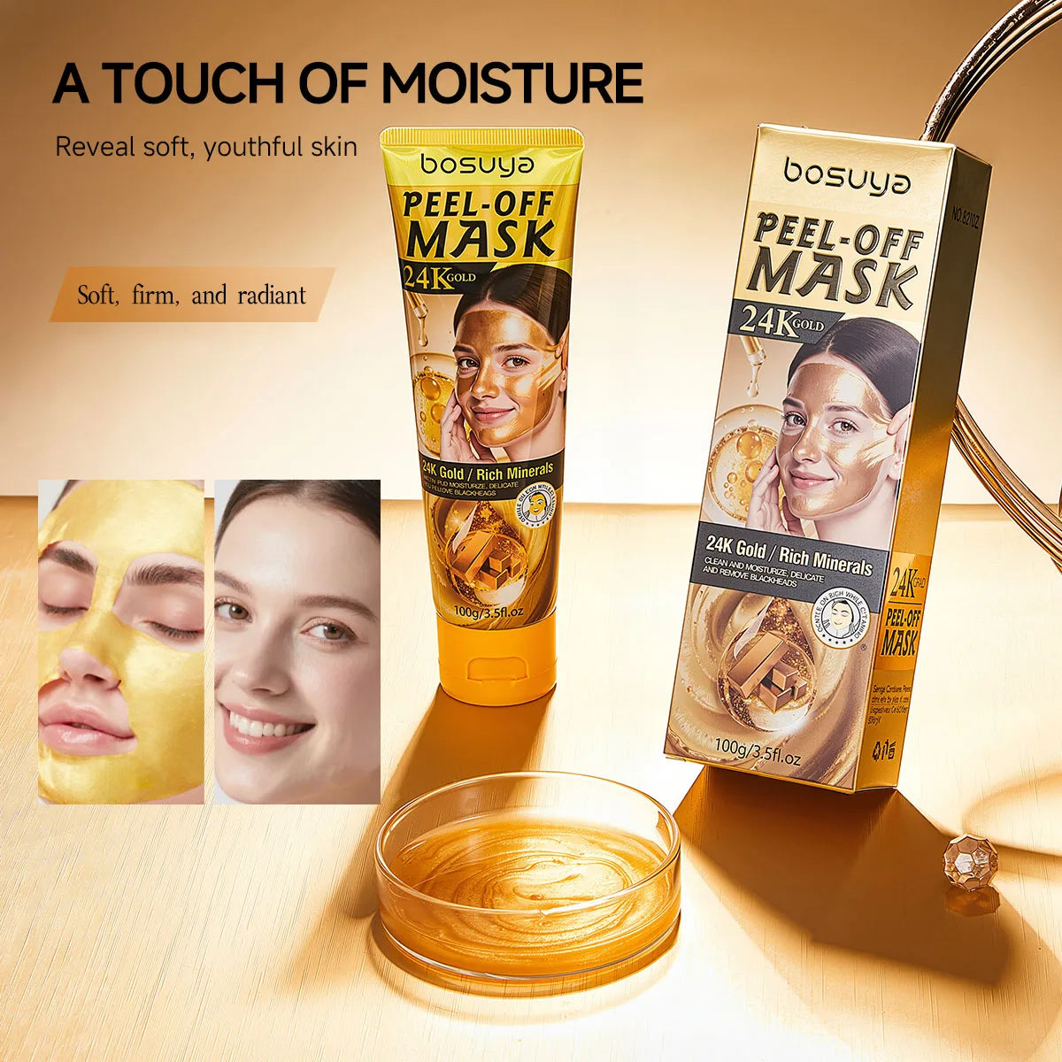 Bosuya 24K Gold Peel Off Facial Mask Deep Pore Cleansing Skin Treatment - 12