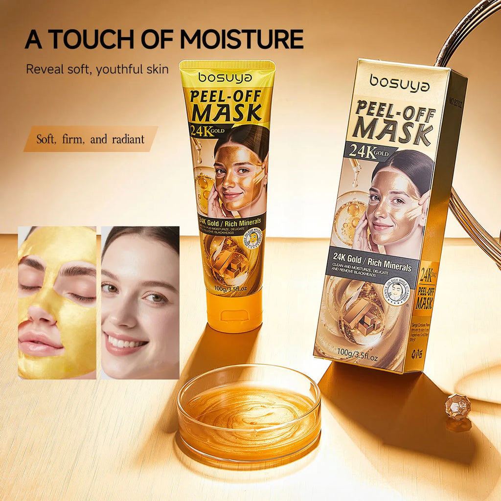 Bosuya 24K Gold Peel Off Facial Mask Deep Pore Cleansing Skin Treatment