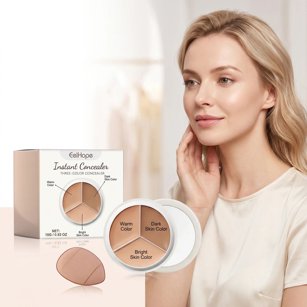 3-Color Cream Concealer Palette for Flawless Coverage