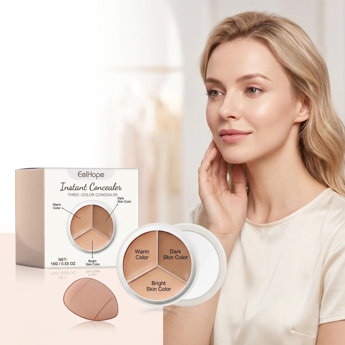 3-Color Cream Concealer Palette for Flawless Coverage