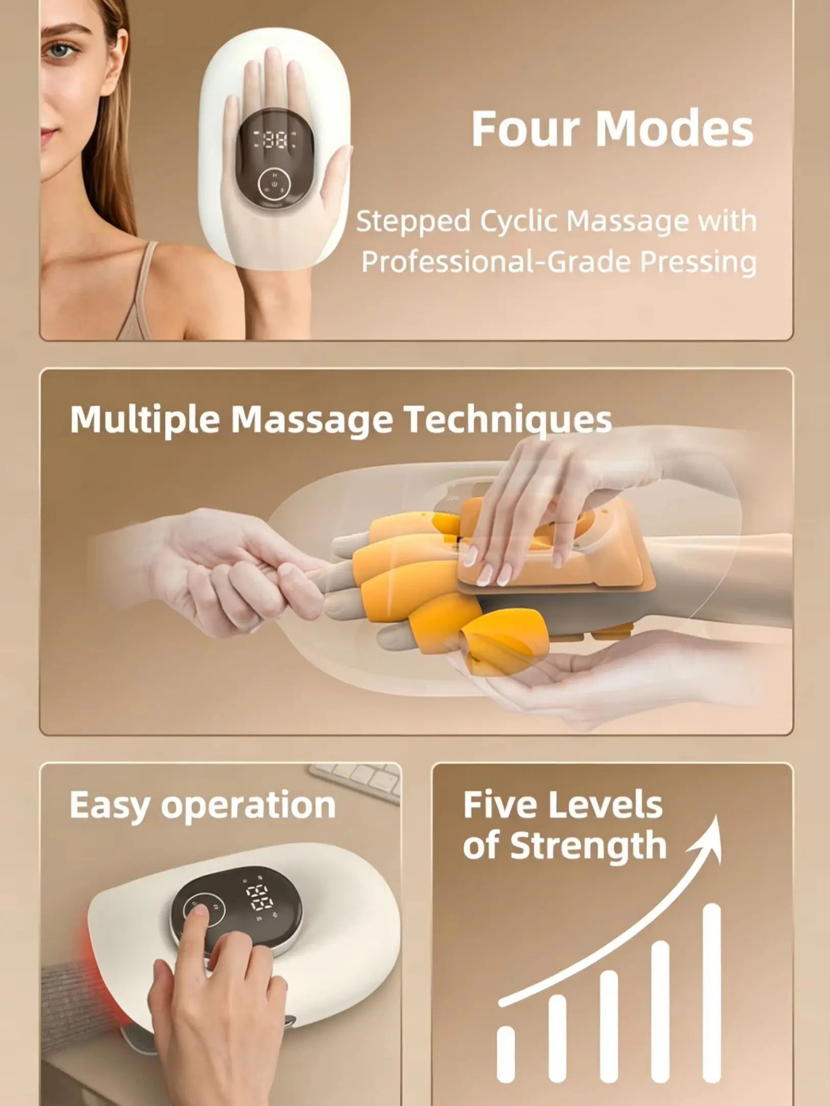 Cordless Hand and Finger Massager with Heat and Compression - 9