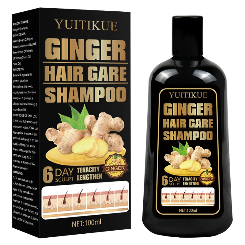 100ml Natural Ginger Hair Growth Shampoo for Dandruff and Scalp Care - 8