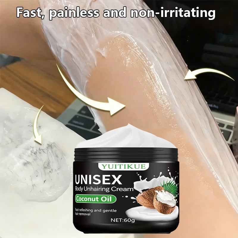 YUITIKUE Unisex Body Hair Removal Cream Gentle Coconut Oil Depilatory - 6