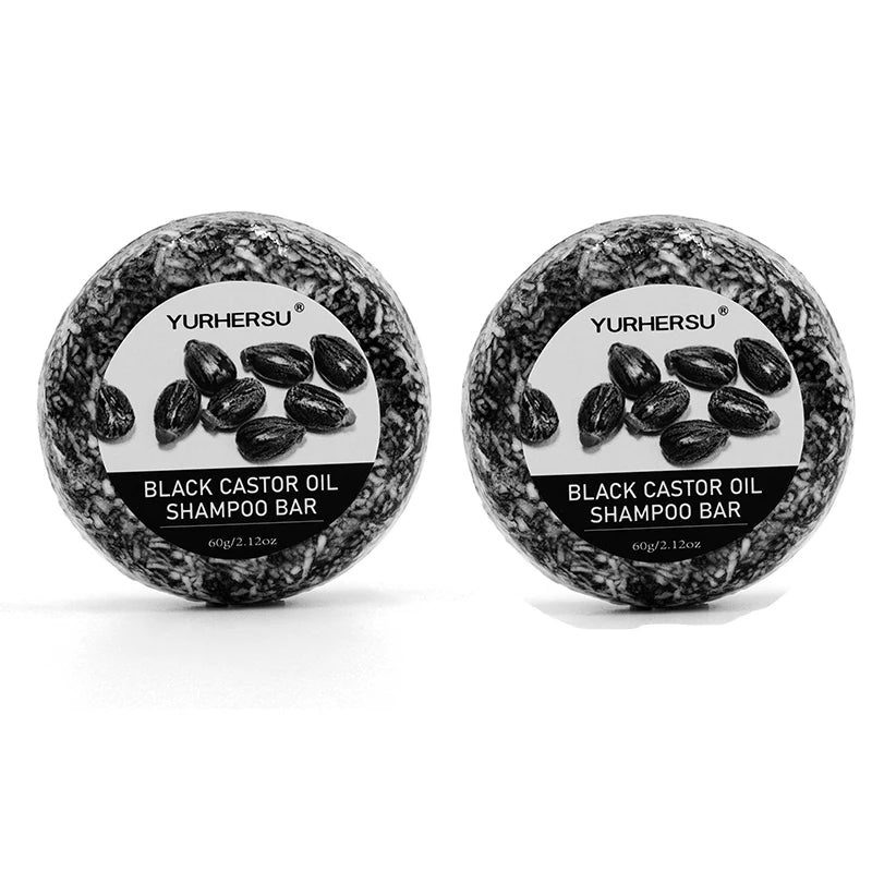 Yurhersu Black Castor Oil Shampoo Bar 2-in-1 Hair Cleanser 60g