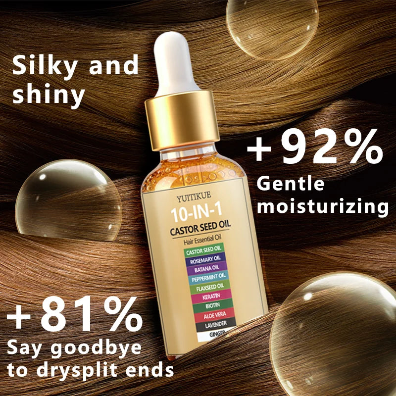 YUITIKUE 10-in-1 Castor Seed Hair Oil Rosemary Biotin Nourishing Serum