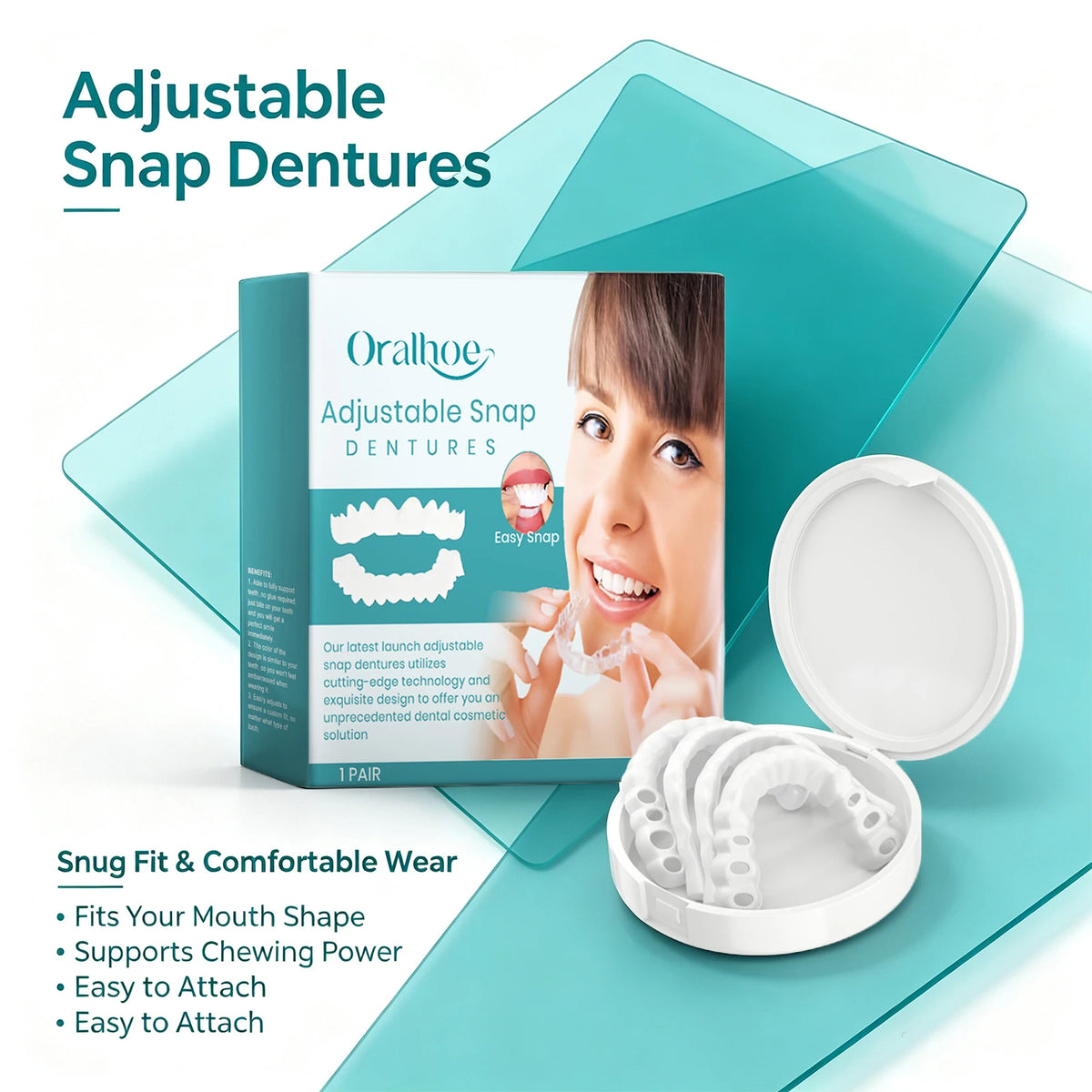 Adjustable Snap-On Dentures for Instant Smile Repair