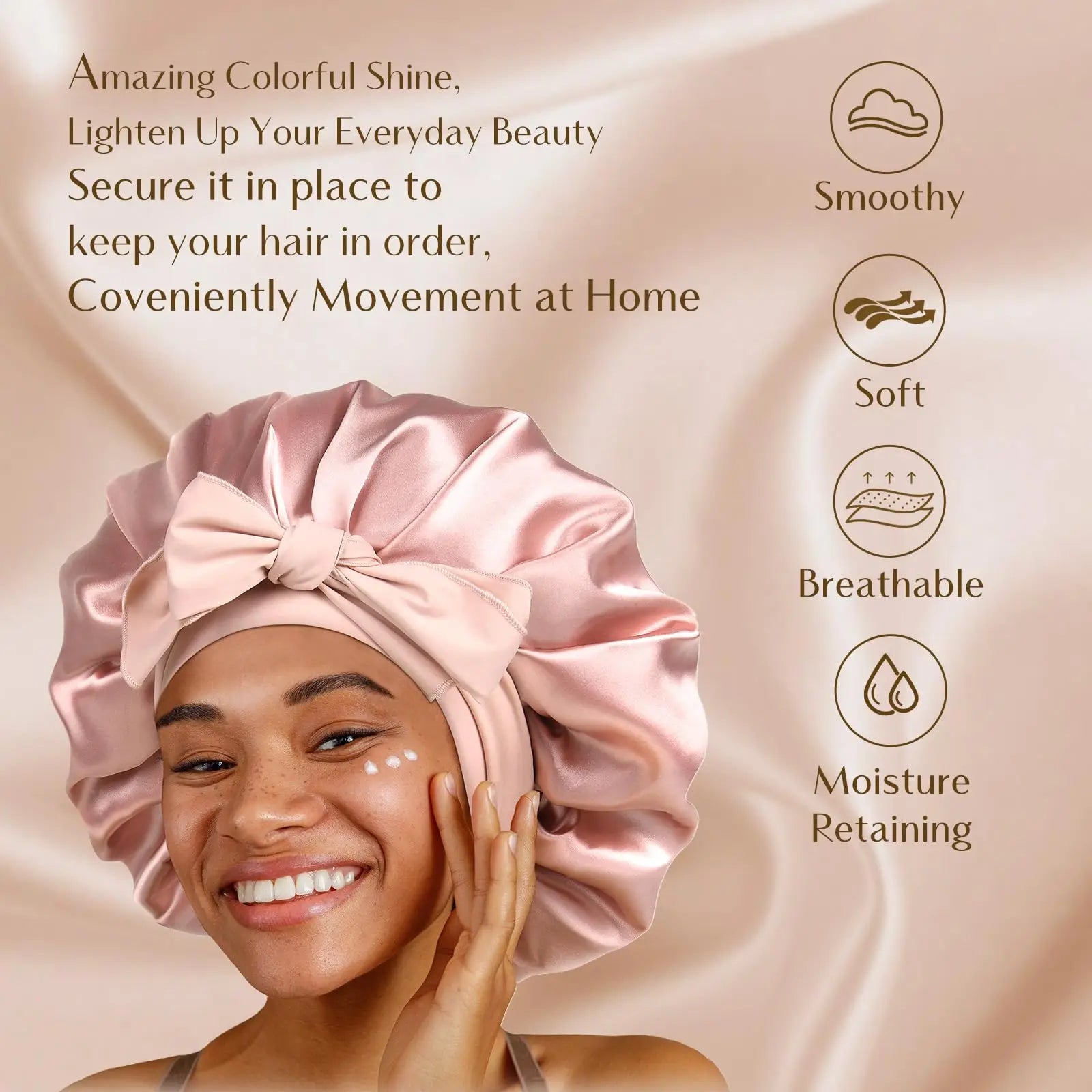 Satin Sleep Bonnet with Adjustable Long Tie for Hair Protection