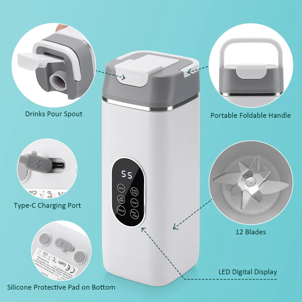 Portable Electric Blender Cup for Smoothies and Travel