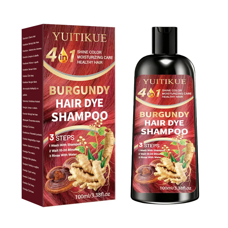 7 in 1 Burgundy Hair Dye Shampoo Natural Herbal Moisturizing 100ml