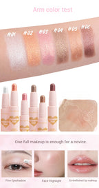 Peiyen 6 Piece Pearlescent Eyeshadow Stick Set Waterproof Shimmer Makeup