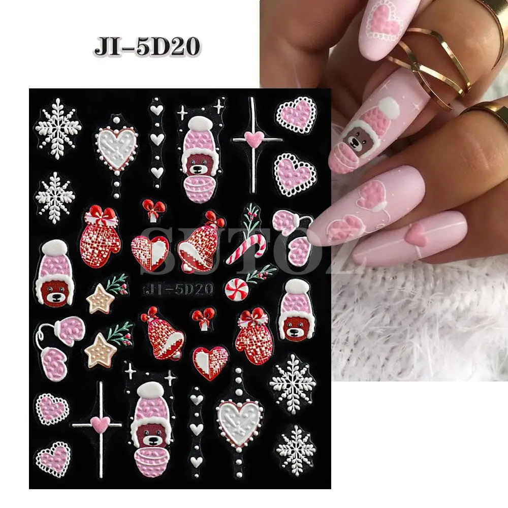 3D Christmas Cartoon Nail Art Stickers