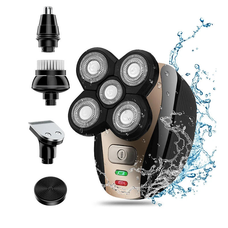 5 in 1 Electric Rotary Shaver Waterproof Beard Trimmer and Grooming Kit - 1