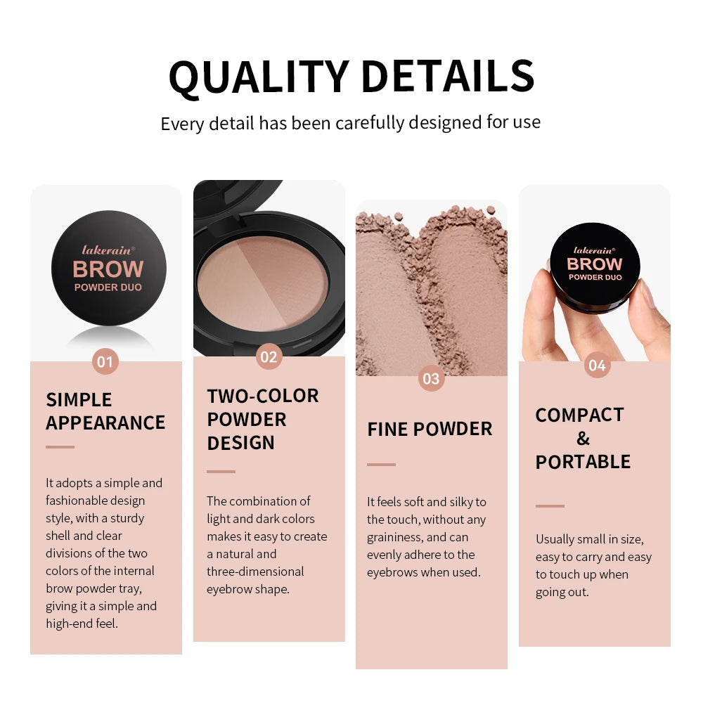 Two-Color Waterproof Eyebrow Powder Palette for Defined Brows - 5