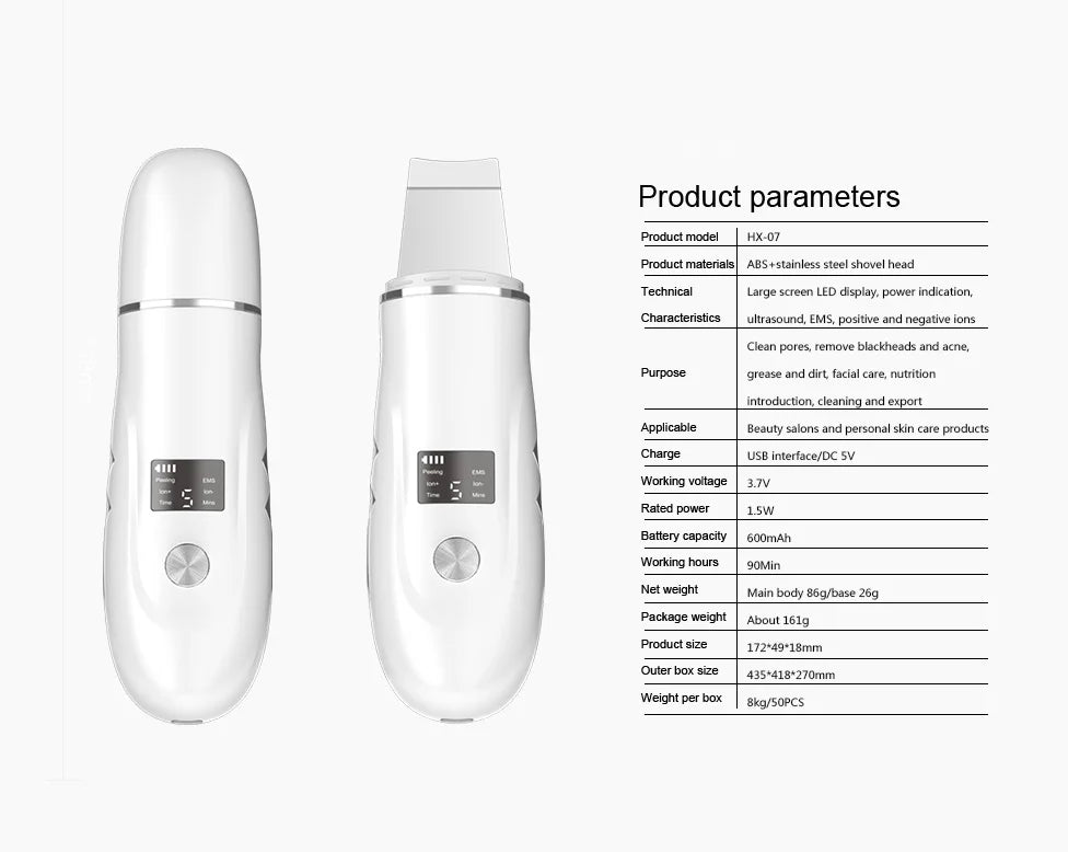 Ultrasonic Facial Skin Scrubber and Pore Cleaner