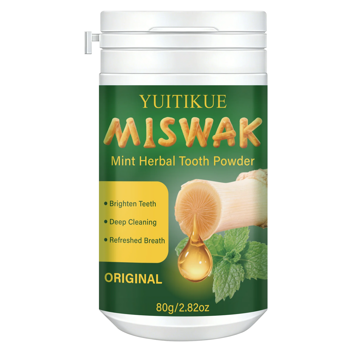 Yuitikue Miswak Mint Herbal Tooth Powder Natural Teeth Whitening 80g