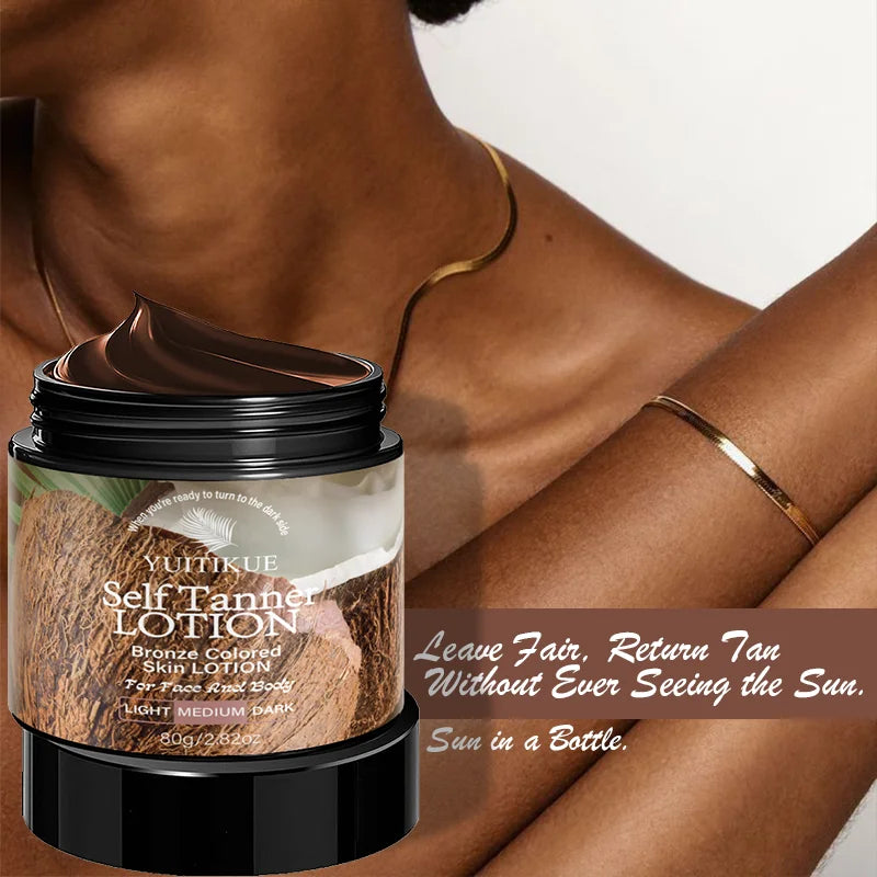 YUITIKUE Coconut Self Tanner Lotion Medium Bronze Sunless Tanning Cream - 4