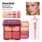 4-Color Matte Pigmented Blush Palette with Brush