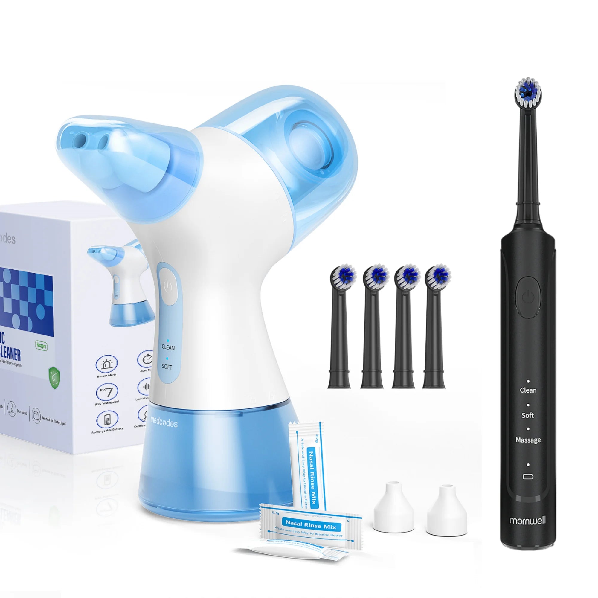 Electric Nasal Irrigator and Sonic Toothbrush Combo Kit - 26