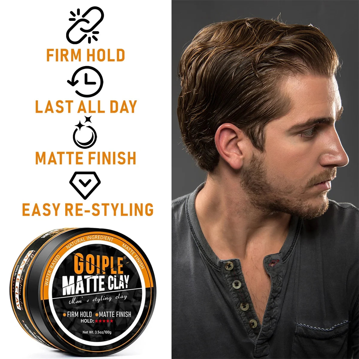 Men Hair Styling Combo Matte Clay 100g and Matte Clay Spray 100ml