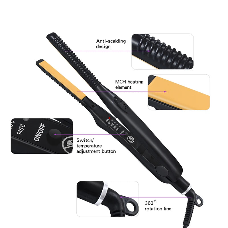 2-in-1 Ceramic Hair Straightener and Pencil Curler Iron