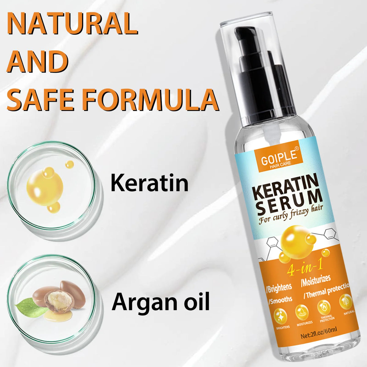 Goiple 4 in 1 Keratin Hair Serum Moisturizing Frizz Control Treatment