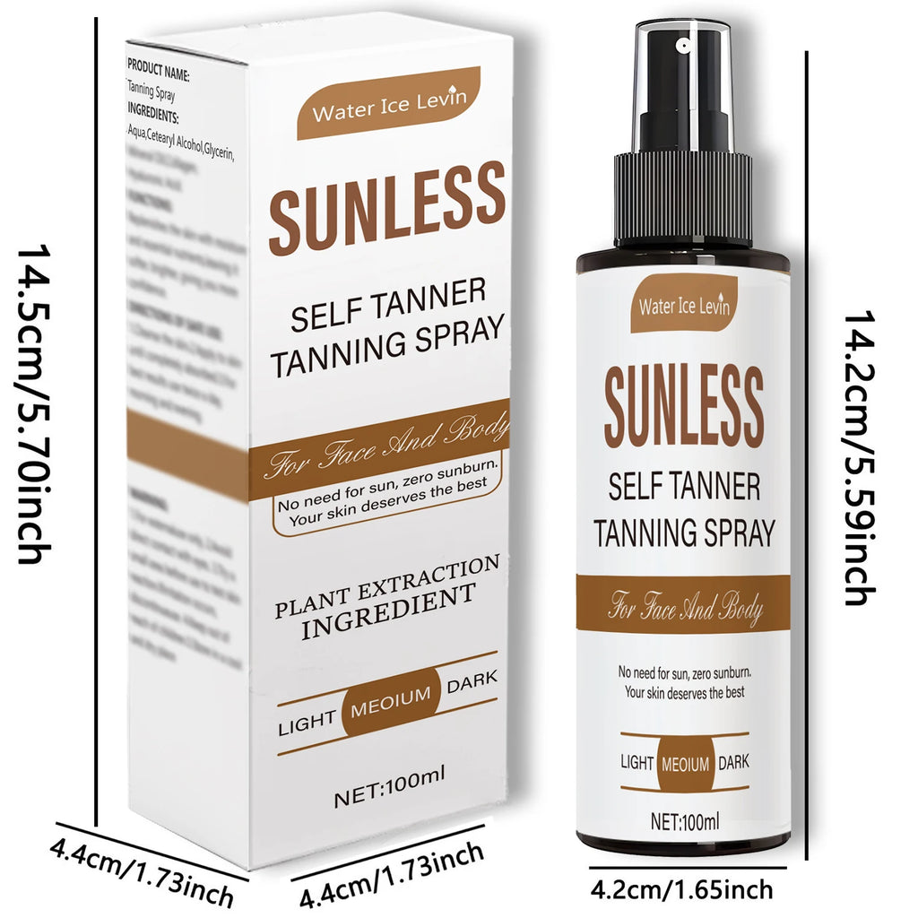 Self-Tanning Spray Sunless Bronzer for Natural Glow Face and Body