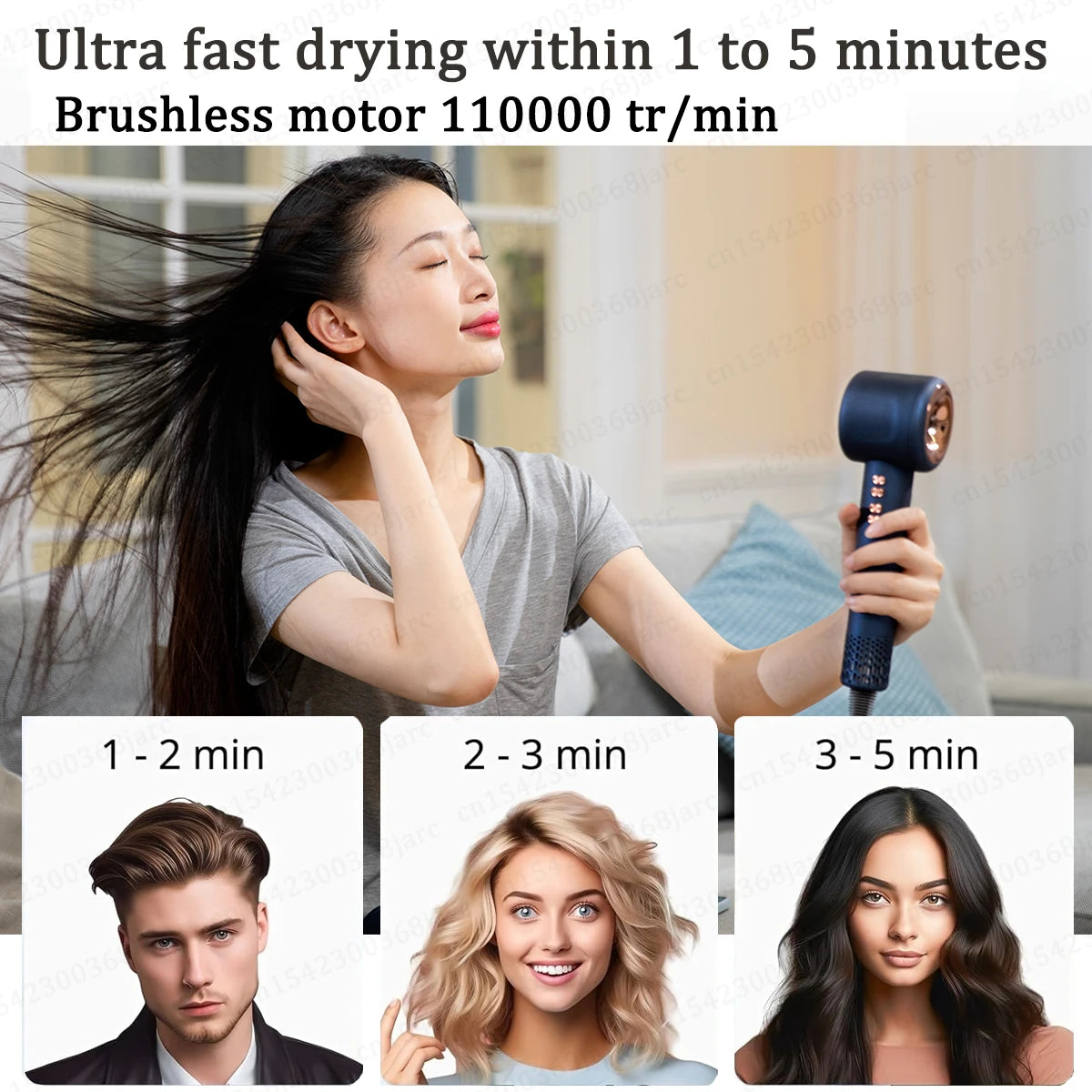 Professional Ionic Hair Dryer 1600W Fast Drying Styling Tool - 6