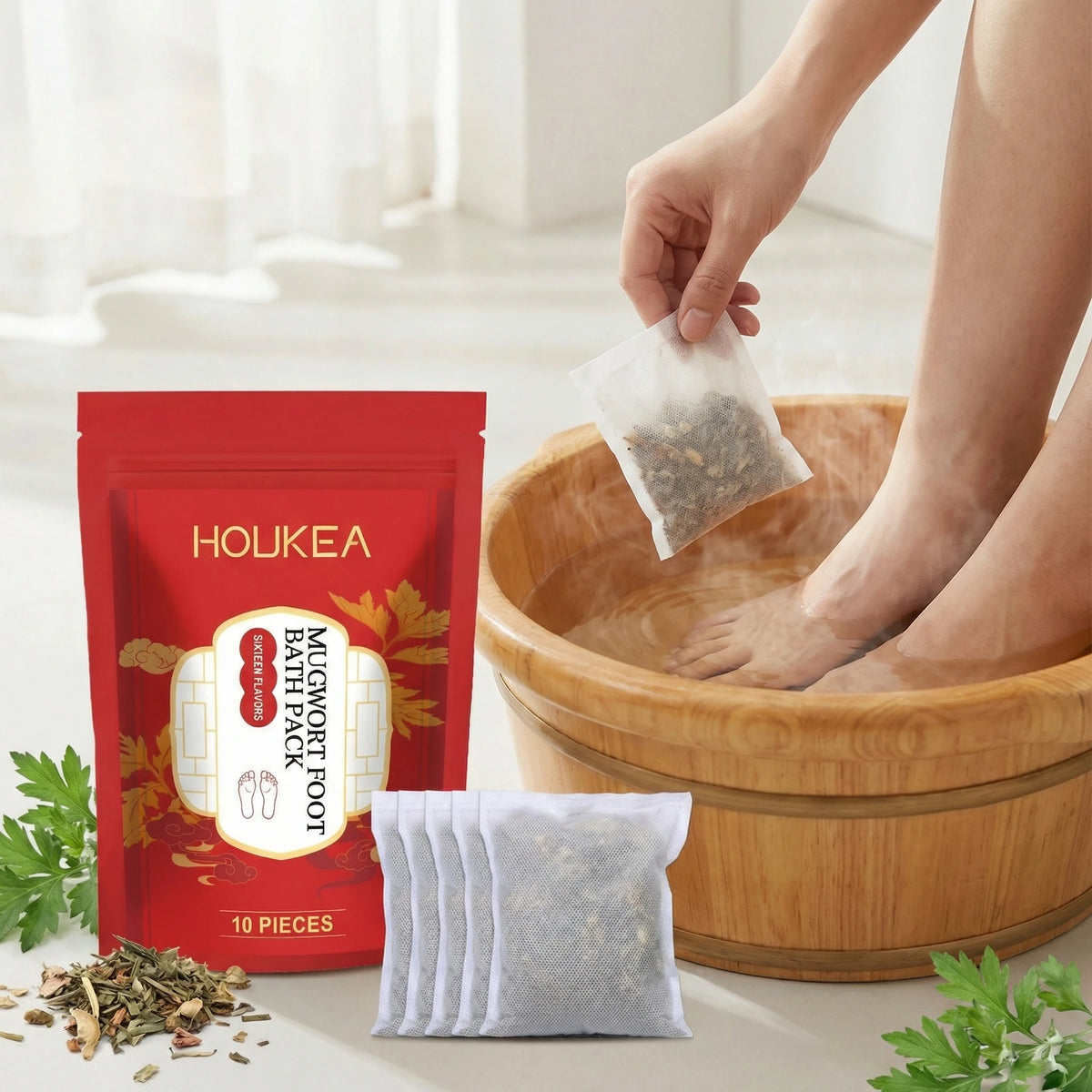 Herbal Mugwort Foot Bath Soak for Relaxation and Sleep