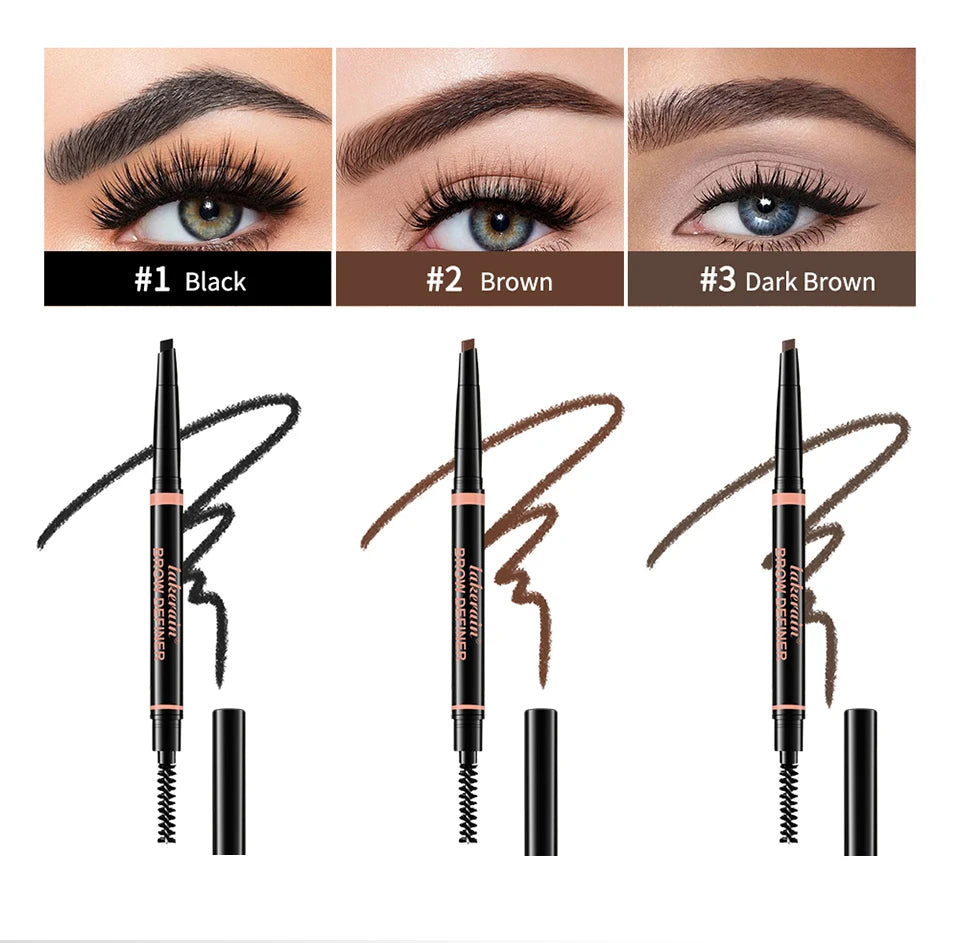 Waterproof Triangular Eyebrow Pencil with Grooming Brush