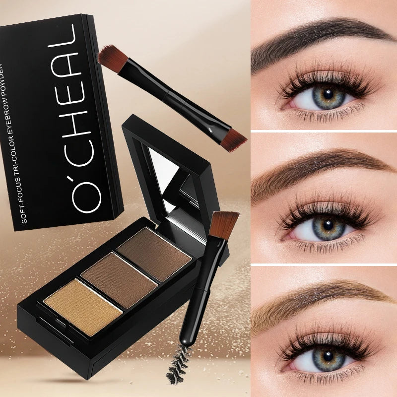 O'CHEAL Three Color Eyebrow Powder Waterproof Makeup Palette