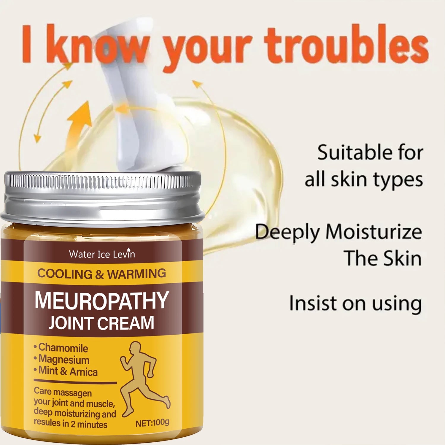 Meuropathy Joint Cream Magnesium Arnica Muscle and Joint Relief 100g - 3