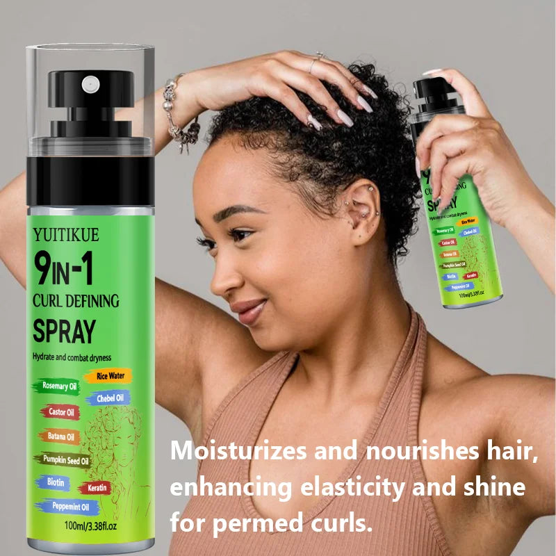 9 in 1 Curl Defining Hair Care Spray with Rosemary and Rice Water 100ml