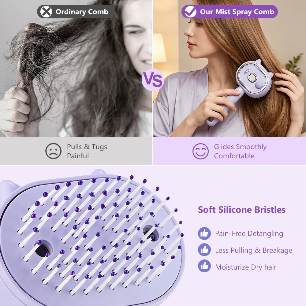 Electric Mist Spray Scalp Massaging Hair Brush - 10