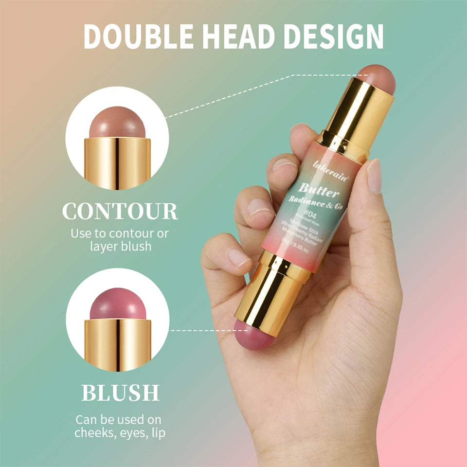 Dual-Ended Cream Bronzer and Blush Stick for Face and Lips
