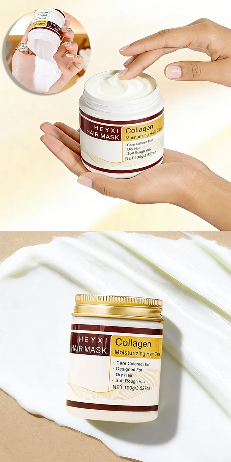 HEYXI Collagen Moisturizing Hair Mask for Dry and Colored Hair 100g - 9