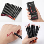 Professional 12-Piece Waterproof Lip Liner Pencil Set