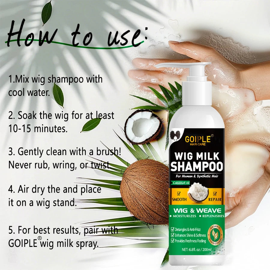 Goiple Coconut Oil Wig Milk Shampoo Hair Care and Repair Cleanser