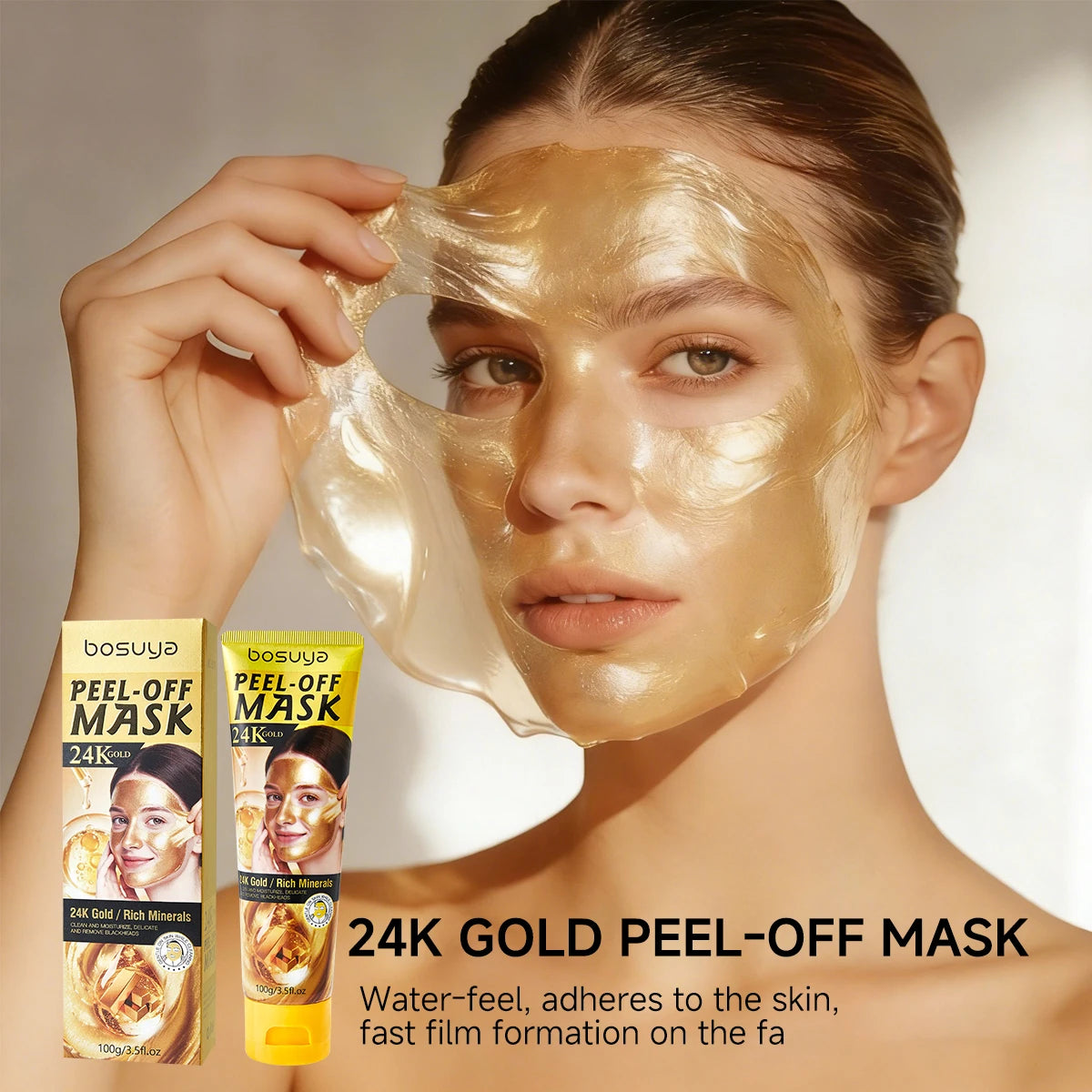 Bosuya 24K Gold Peel Off Facial Mask Deep Pore Cleansing Skin Treatment